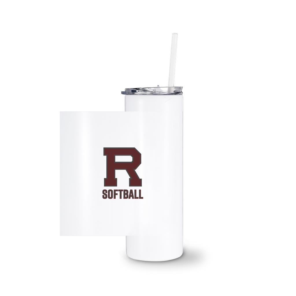 R Softball Outlined Tumbler With Straw