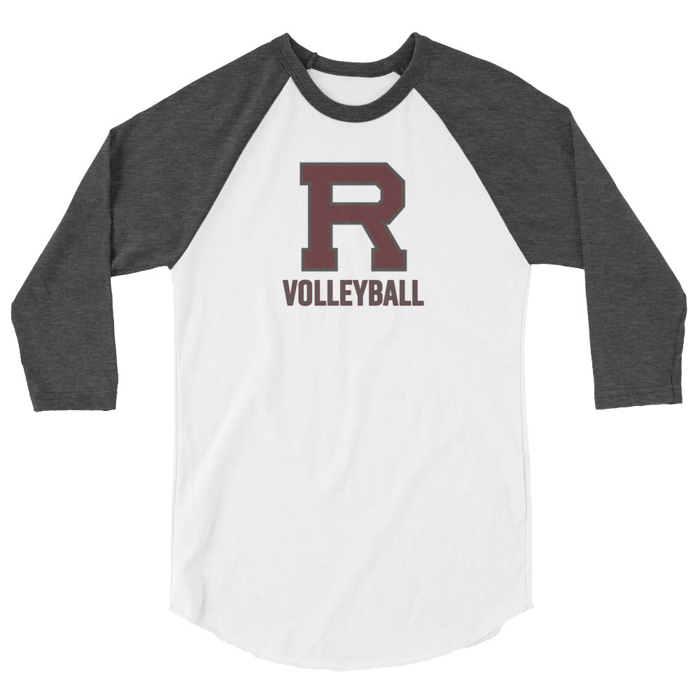 R Volleyball Outlined 3/4 sleeve raglan shirt
