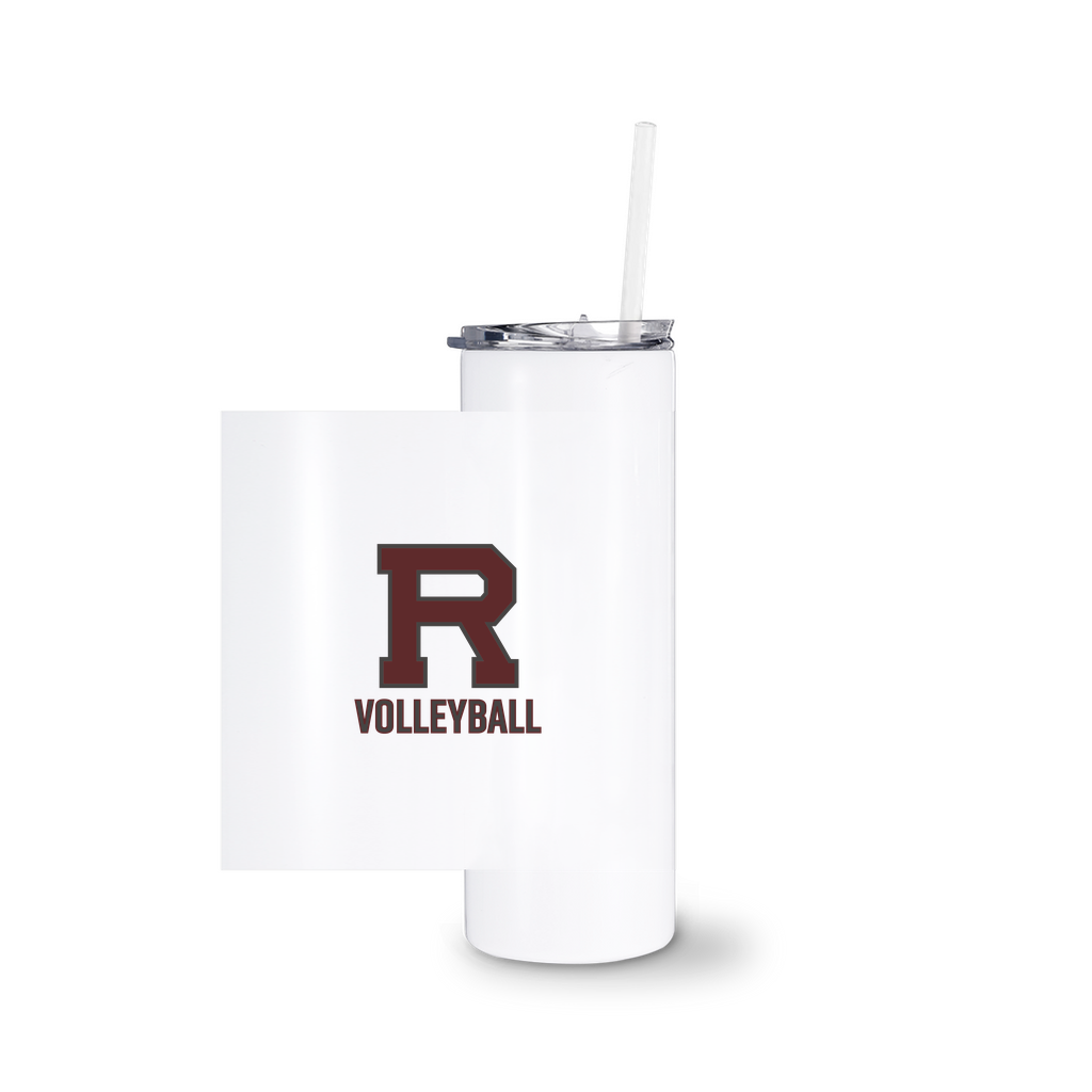 R Volleyball Outlined Tumbler With Straw