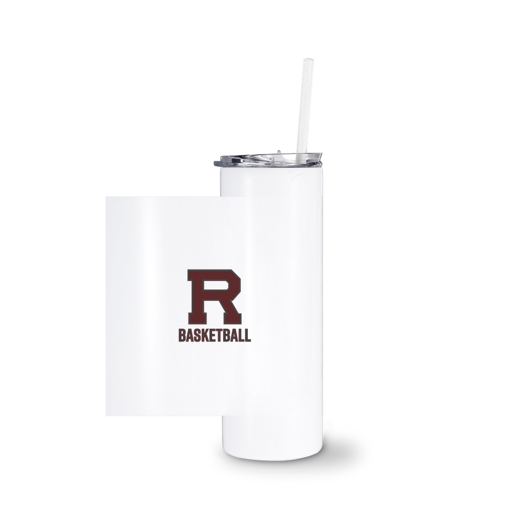 R Basketball Outlined Tumbler With Straw
