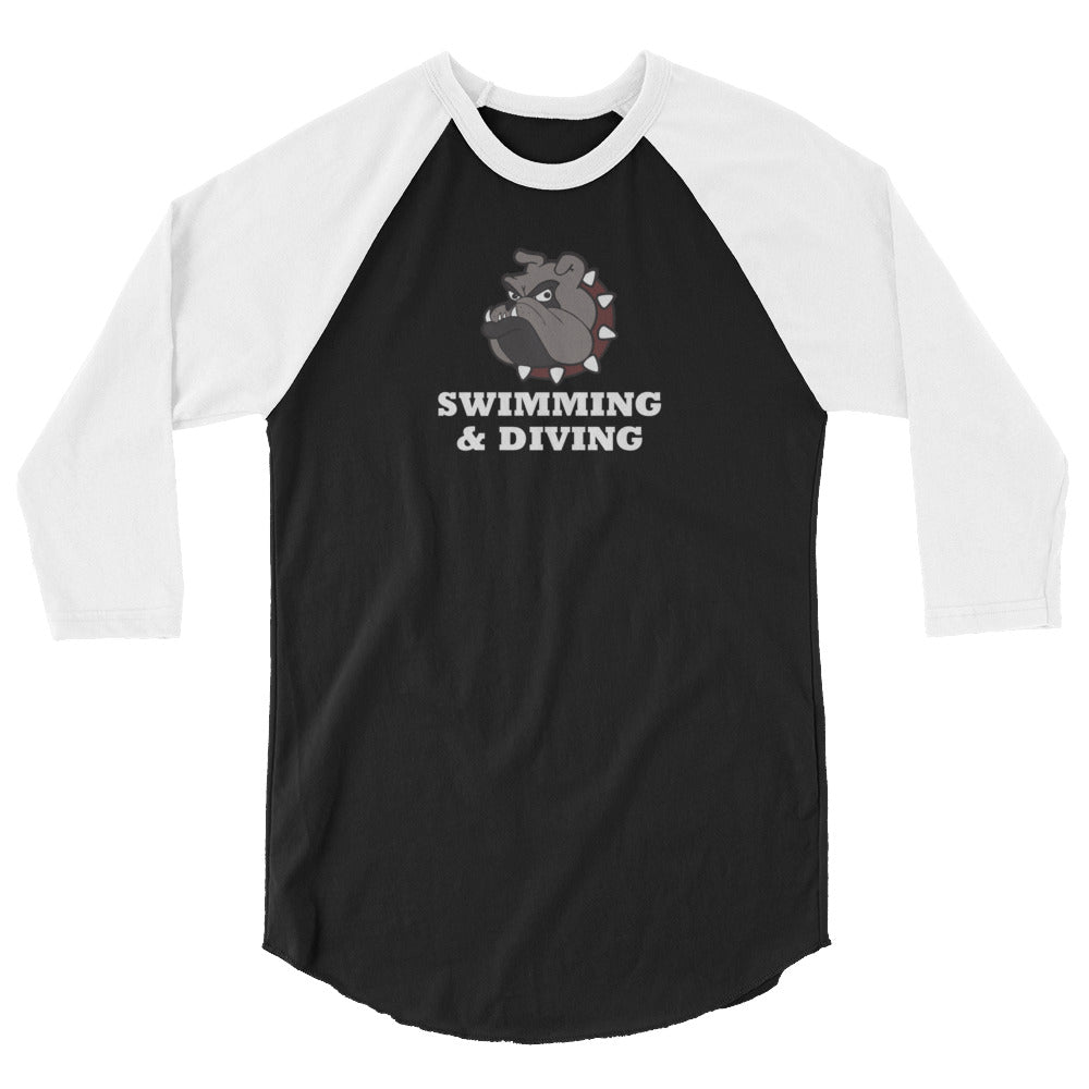 Bulldogs Swimming & Diving 3/4 sleeve raglan shirt