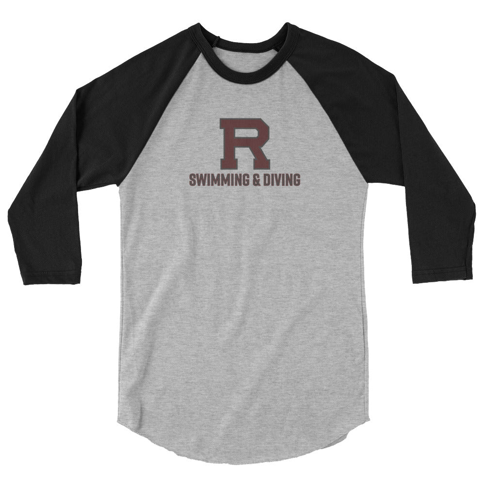 R Swimming & Diving Outlined 3/4 sleeve raglan shirt