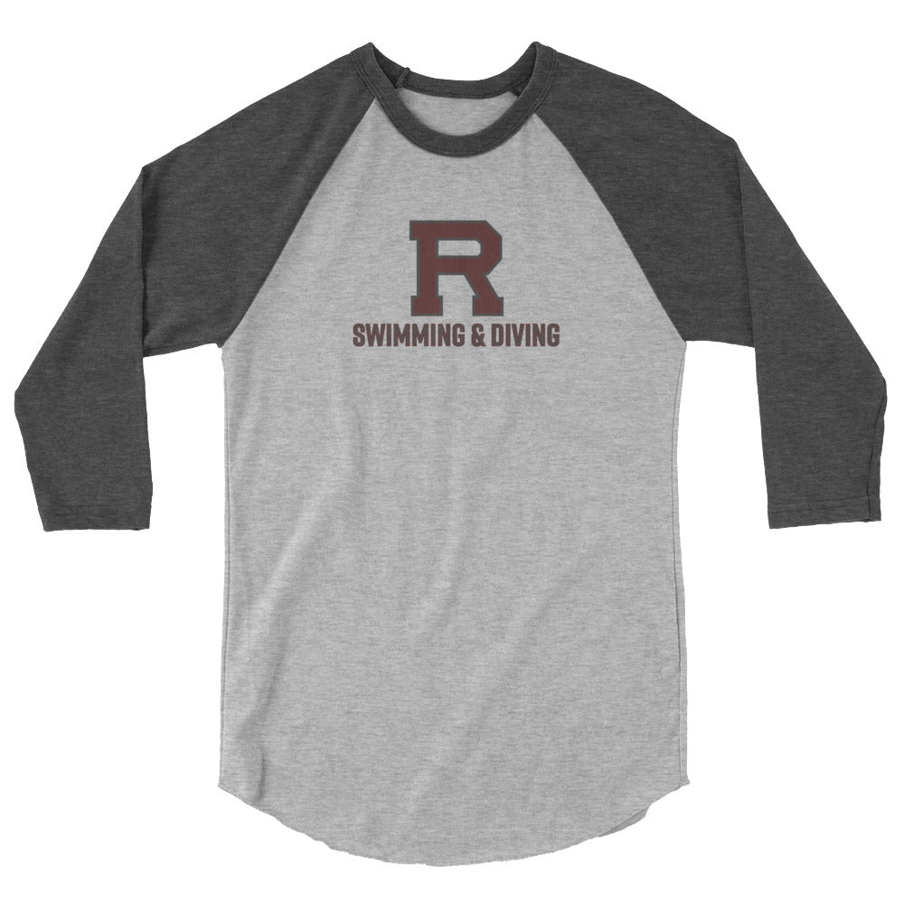 R Swimming & Diving Outlined 3/4 sleeve raglan shirt