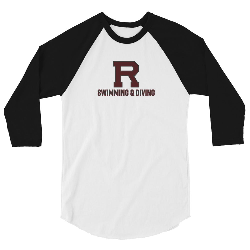 R Swimming & Diving Outlined 3/4 sleeve raglan shirt