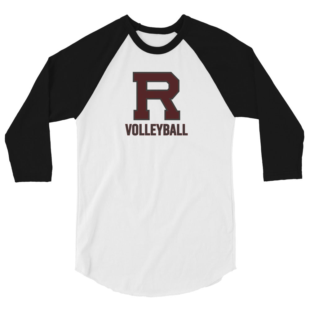 R Volleyball Outlined 3/4 sleeve raglan shirt